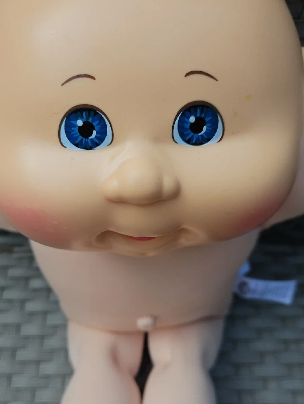Vintage 2017 Cabbage Patch Kids Soft Plush Baby Doll  Blue Eyes in Tan Skin Tone